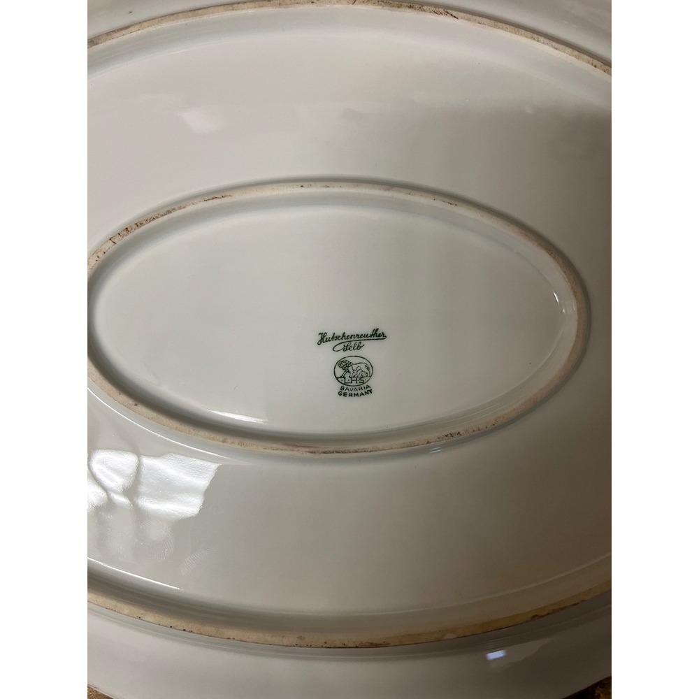 Hutschenreuther Selb Bavaria Germany Oval Serving Platter White Gold Gilt Rim - Picture 4 of 5